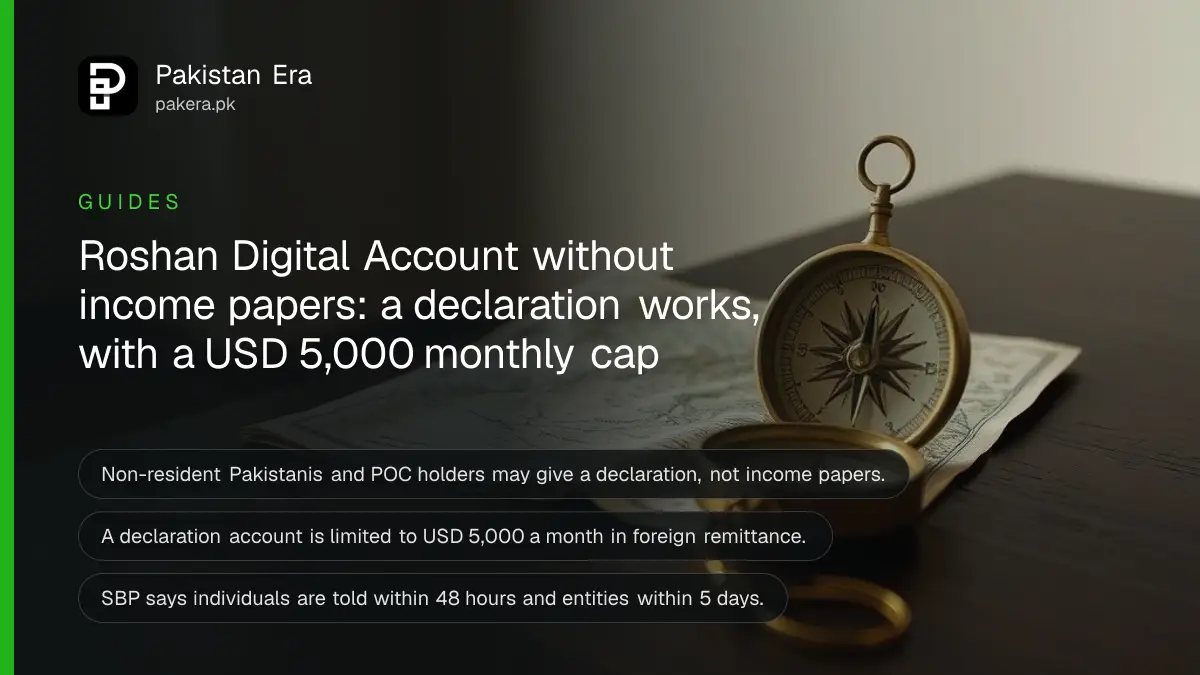 A brass compass and a folded map on a dark wooden table, for a guide on opening a Roshan Digital Account from abroad