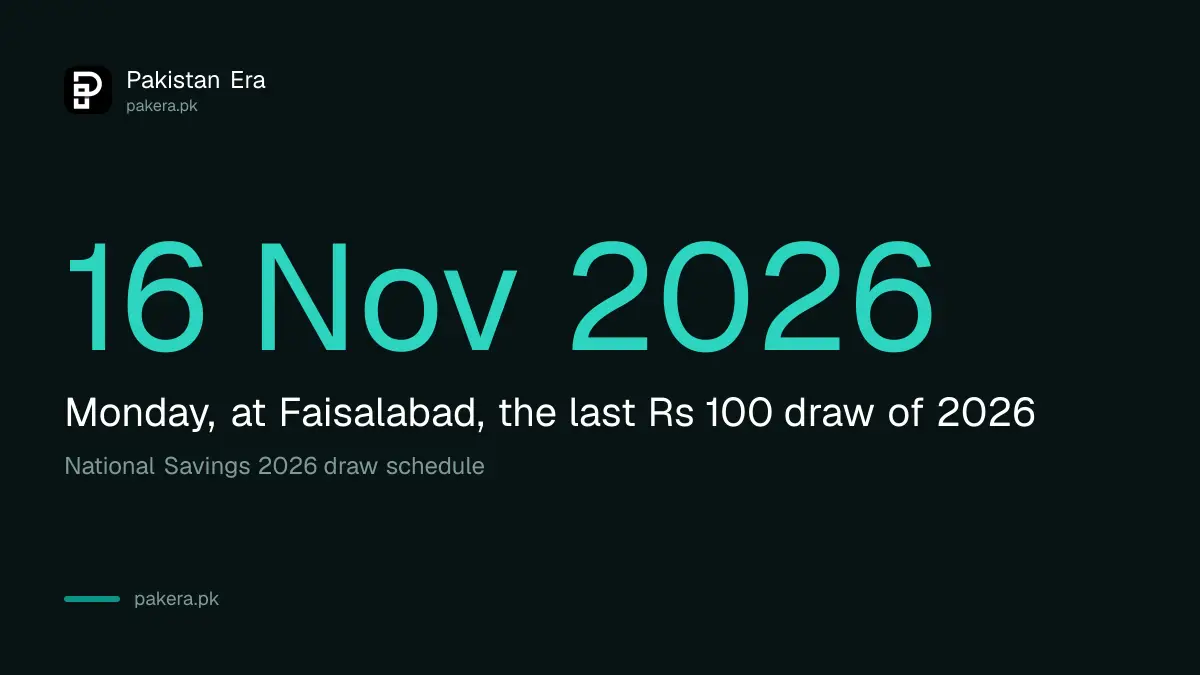 Rs 100 prize bond draw on 16 November 2026 at Faisalabad