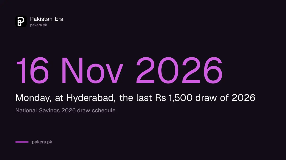 Rs 1,500 prize bond draw on 16 November 2026 at Hyderabad