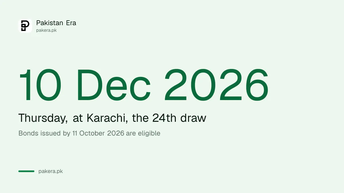 Rs 25,000 Premium Prize Bond draw on 10 December 2026 at Karachi