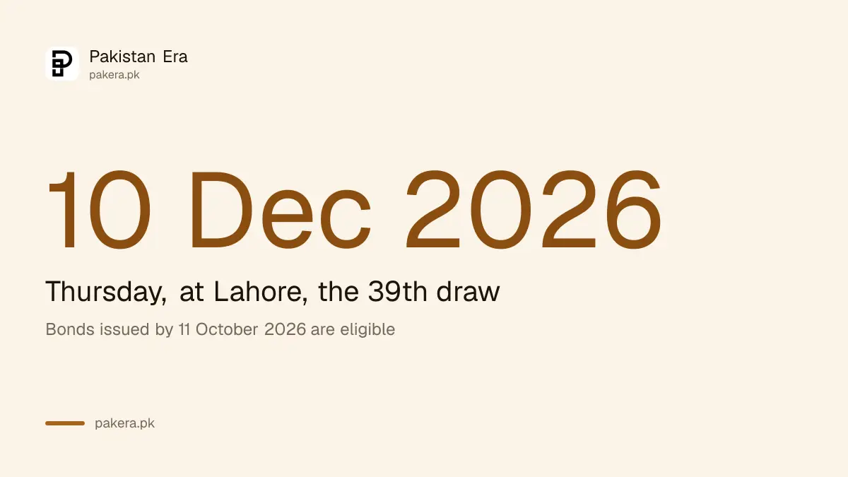 Rs 40,000 Premium Prize Bond draw on 10 December 2026 at Lahore