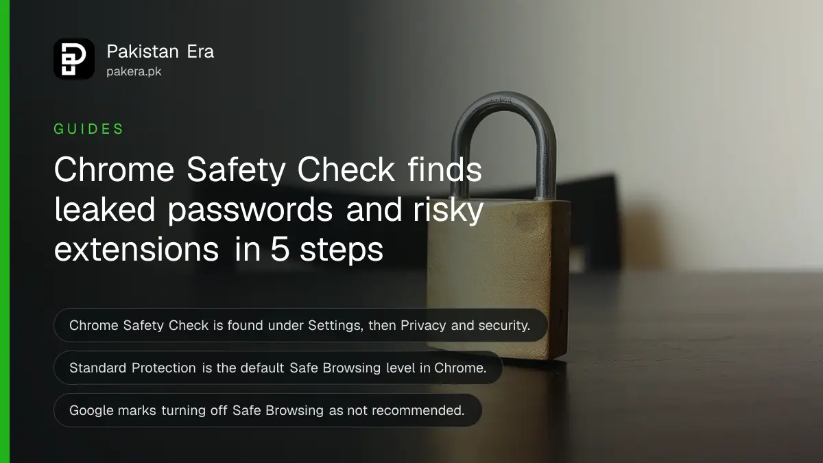 A brass padlock on a dark wooden table, for a guide on the Chrome Safety Check