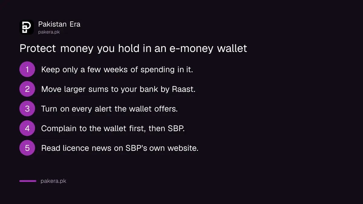 Steps to check and protect money held in a SadaPay or NayaPay wallet in Pakistan