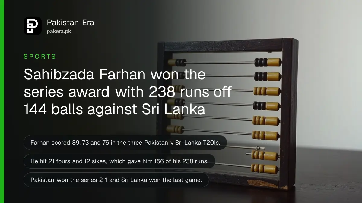 A small abacus on a dark wooden table, for a story on Sahibzada Farhan's runs in the Pakistan and Sri Lanka T20I series