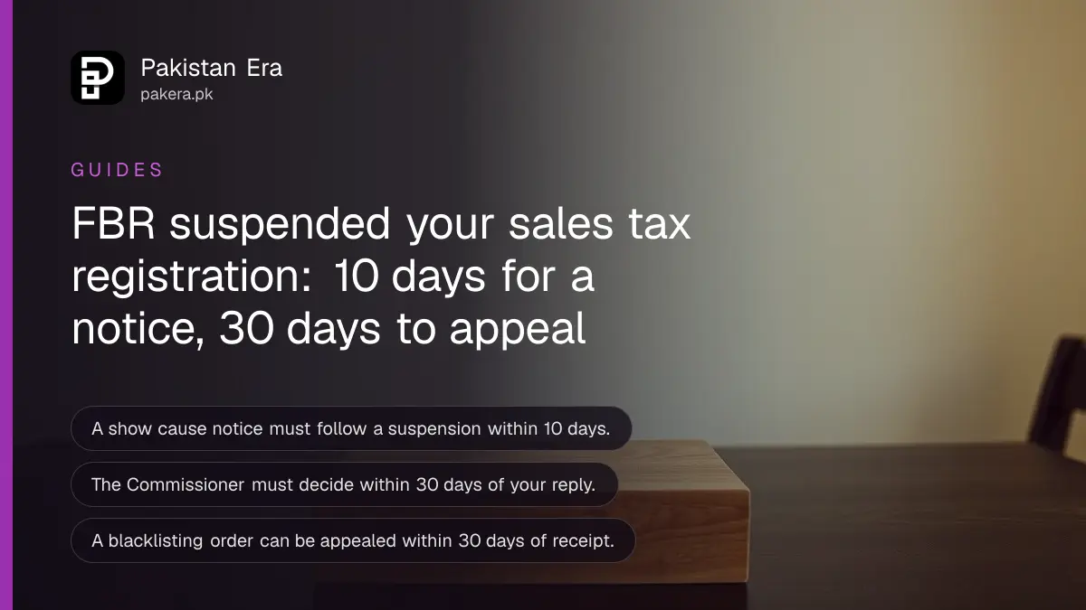 A plain wooden box on a dark wooden table, for a guide to a suspended or blacklisted sales tax registration in Pakistan