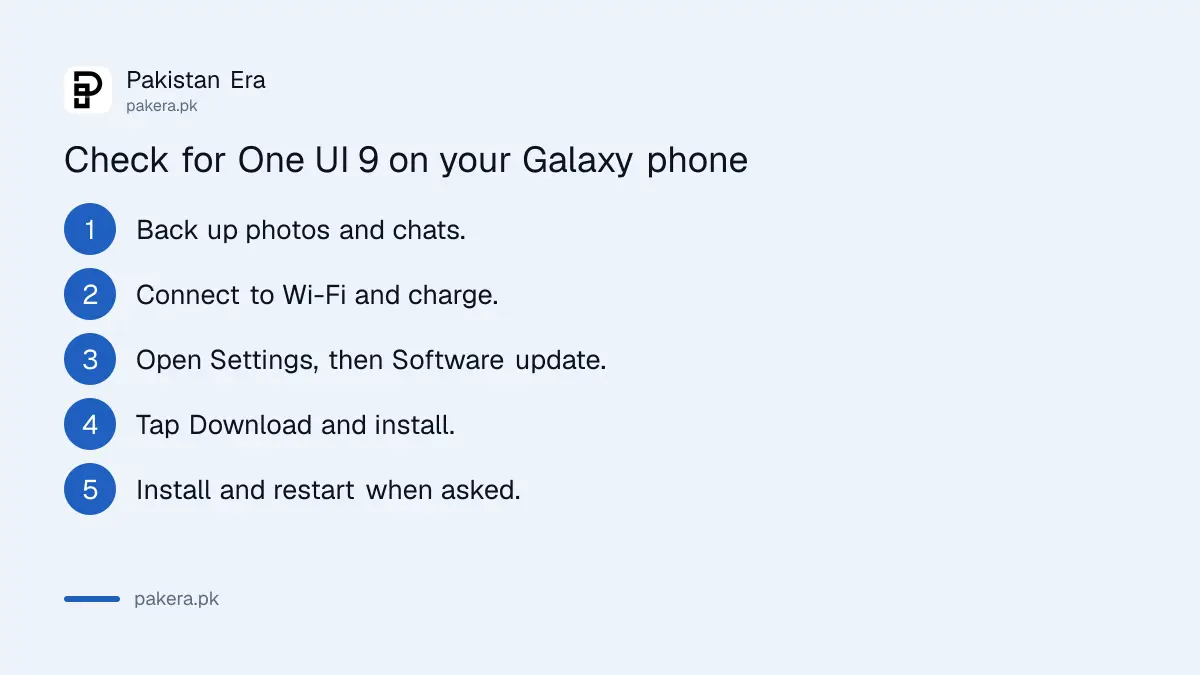 Steps to check for the One UI 9 update on a Samsung Galaxy phone