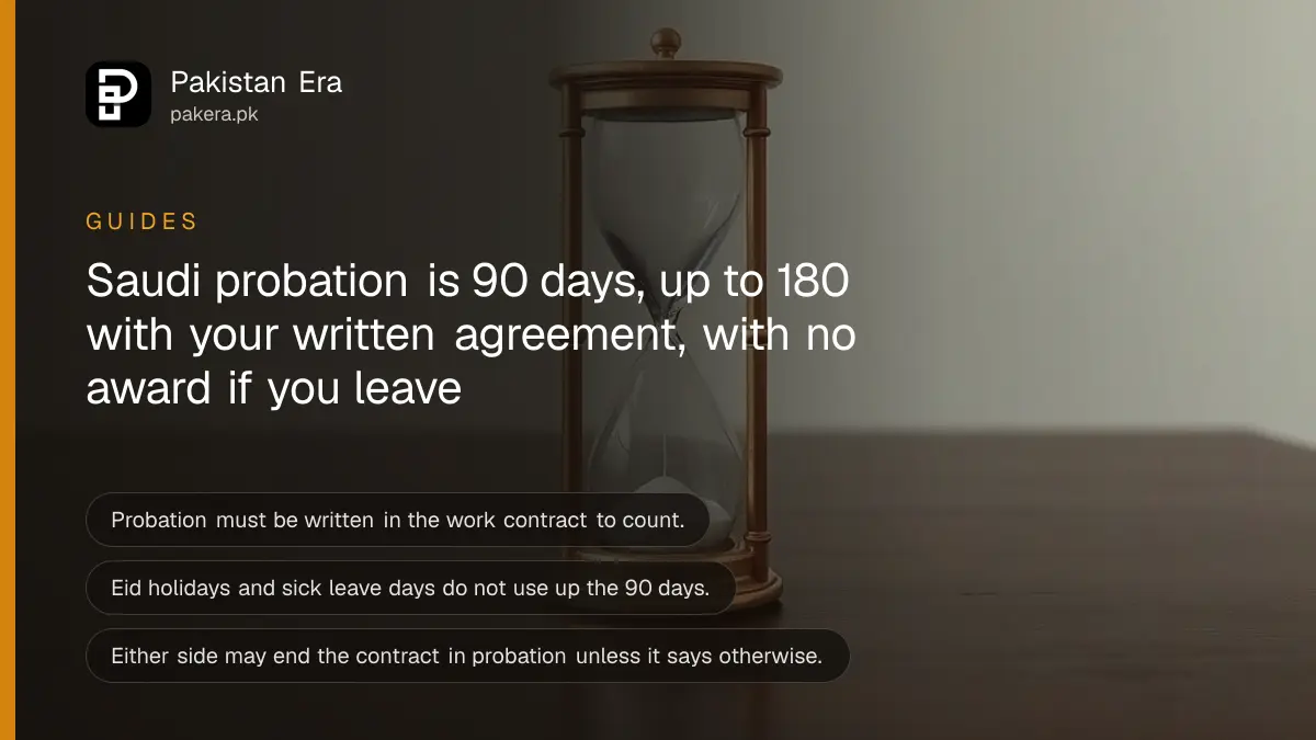 A brass hourglass on a dark wooden table, for an article on saudi probation period