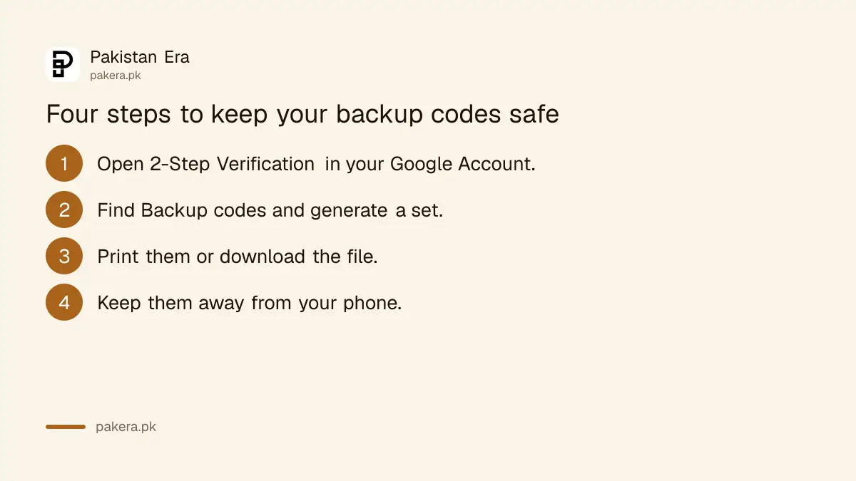 Four steps to save Google backup codes