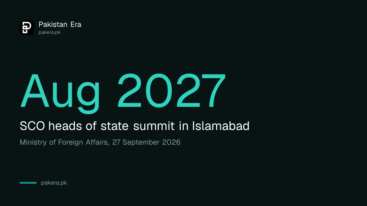 Pakistan hosts the SCO leaders summit in Islamabad in August 2027