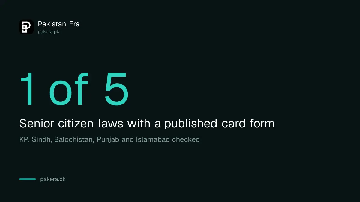 One of five senior citizen laws in Pakistan has a published card application form