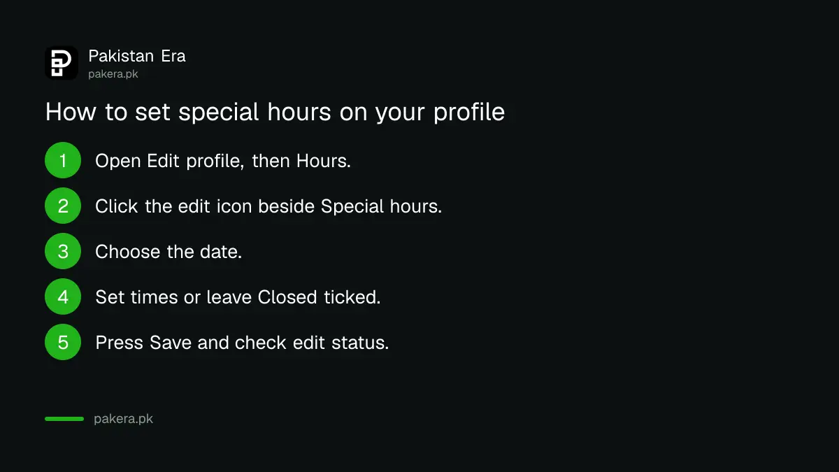 Six steps to set special hours on a Google Business Profile