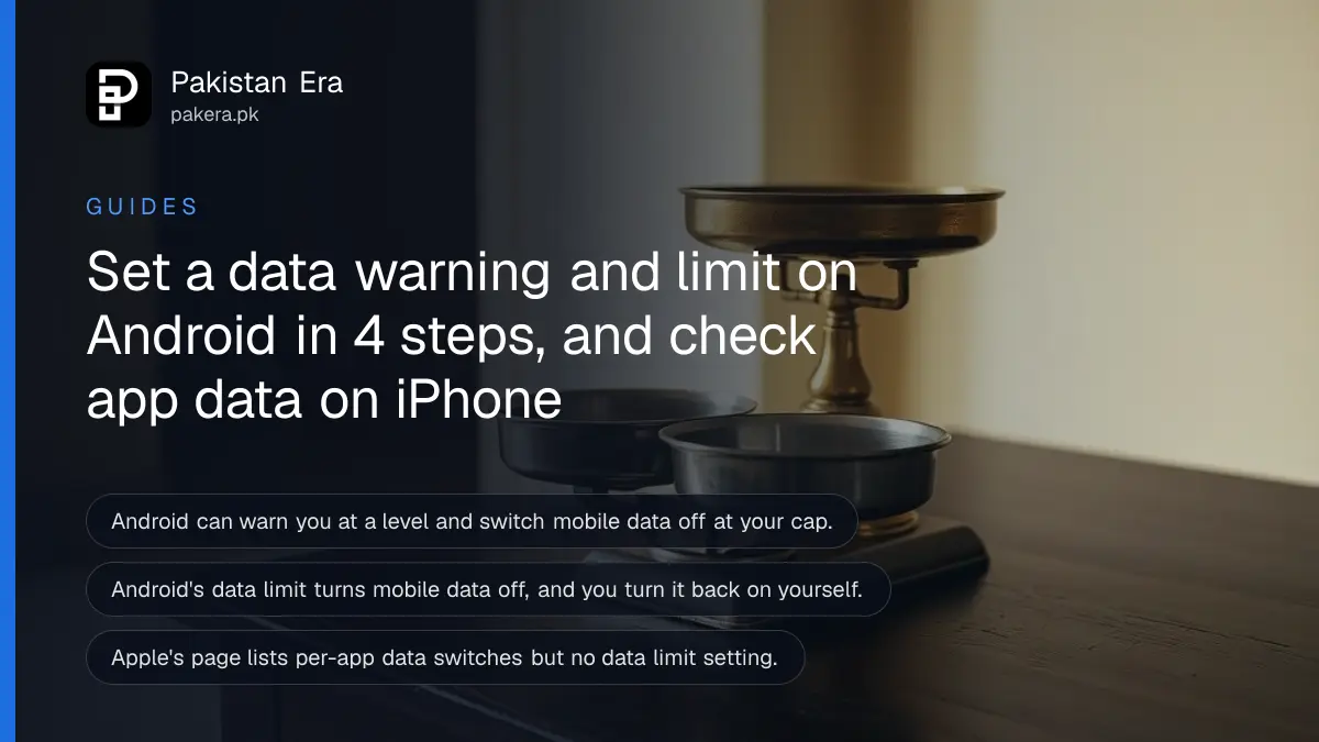 A brass scale on a dark wooden table, for a guide on setting a mobile data limit in Pakistan