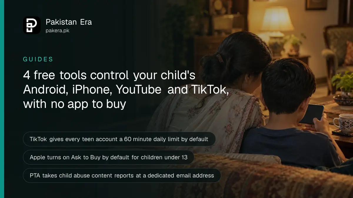 A mother and her young son, seen from behind, sitting together on a sofa in a Lahore living room looking at a smartphone in the evening