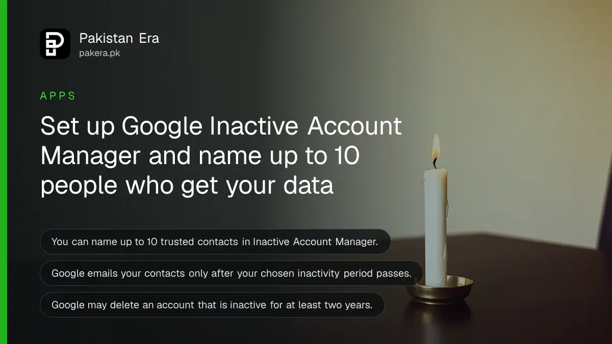 A candle on a dark wooden table, for a guide on setting up Google Inactive Account Manager in Pakistan