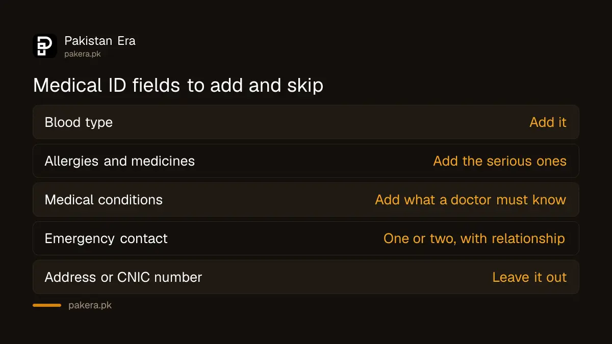 What to put in a Medical ID or emergency info on a phone lock screen
