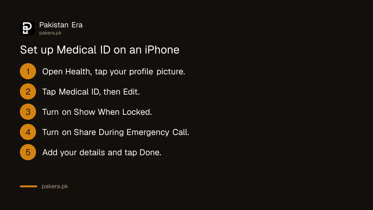 Steps to set up Medical ID on an iPhone lock screen