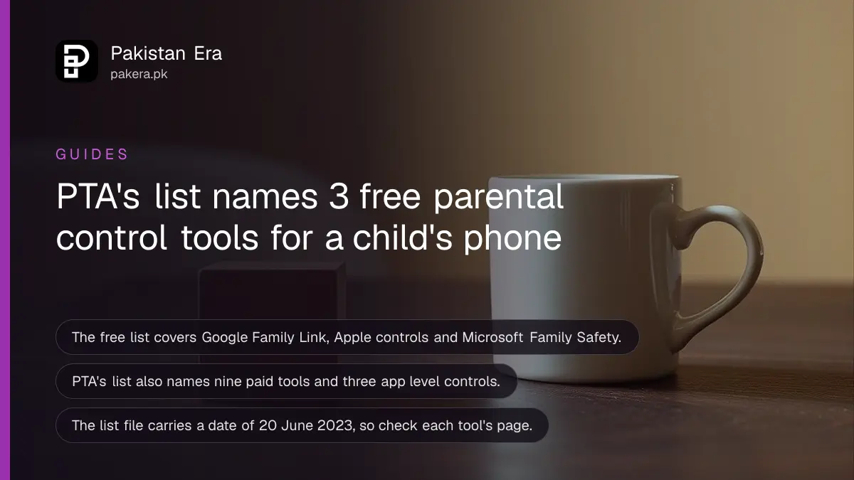 A wooden toy block and a white mug on a dark wooden table, for a guide to parental control in Pakistan