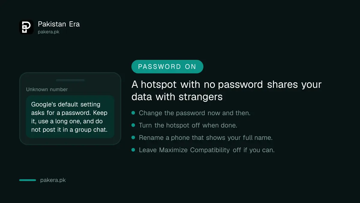 Warning to set a password on a mobile hotspot