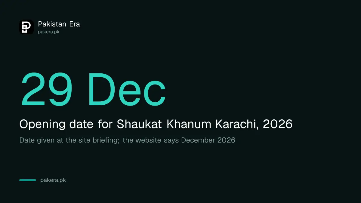 Shaukat Khanum Karachi cancer hospital opening date of 29 December 2026