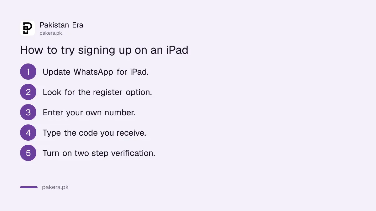 Steps to register WhatsApp on an iPad without linking a phone in Pakistan