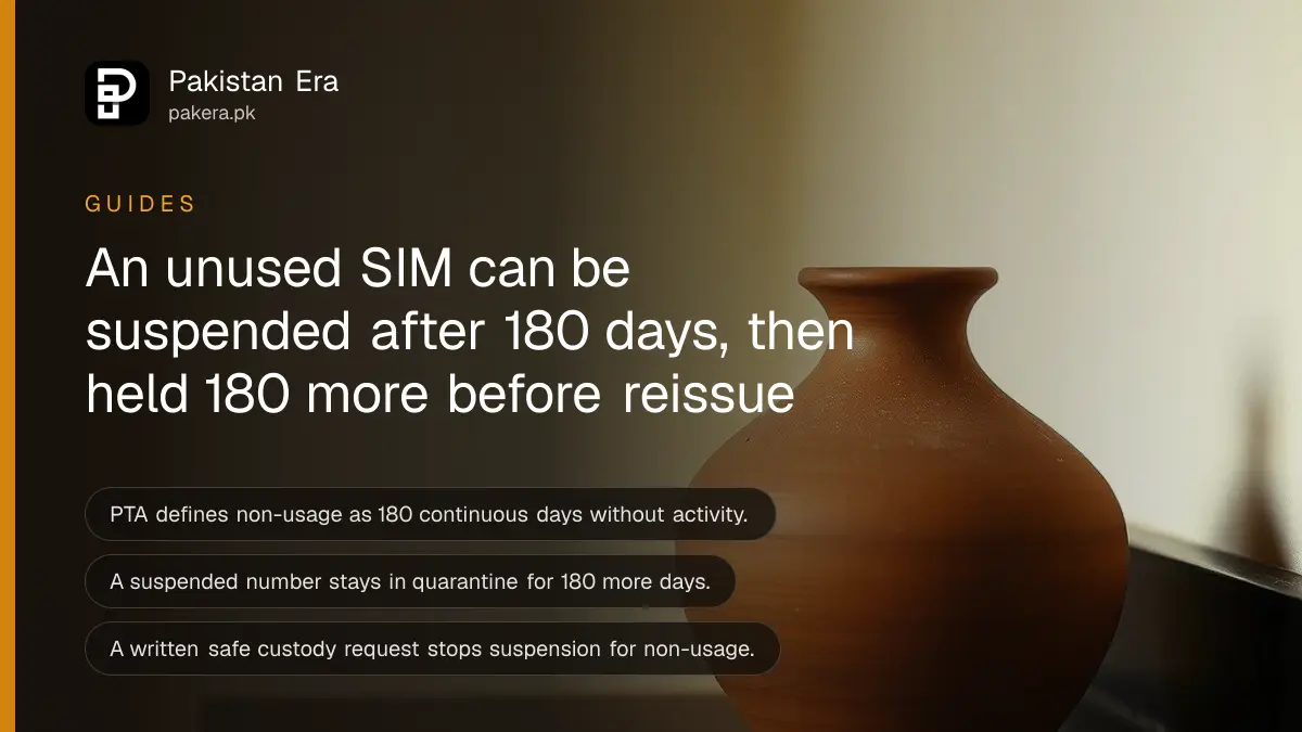 A plain clay pot on a dark wooden table, for an article on sim non usage 180 days pakistan