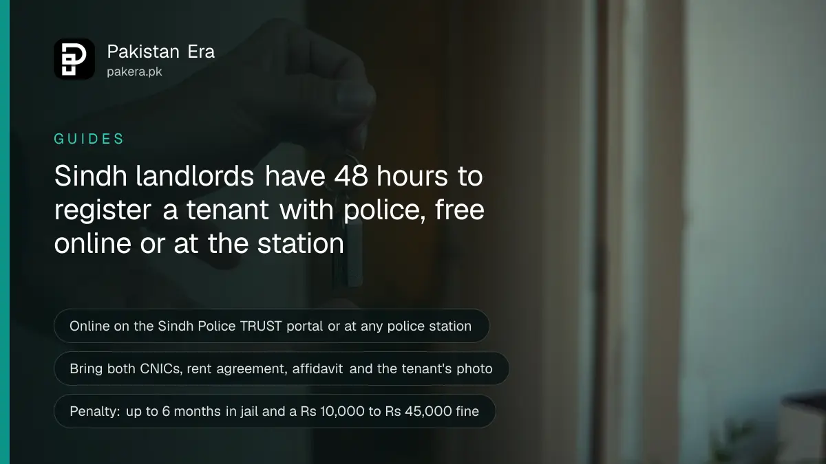 One hand passing a set of house keys to another at the door of a Karachi apartment building