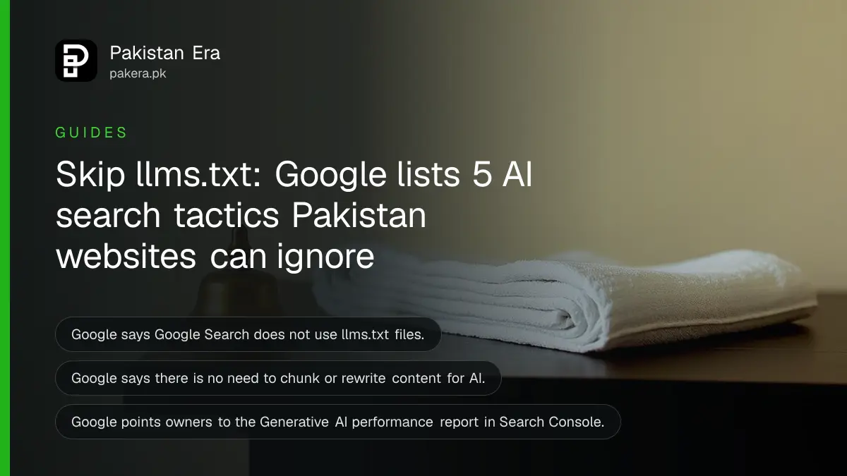 A folded towel and a small brass bell on a dark wooden table, for a guide on llms.txt and AI search tactics Google says to skip