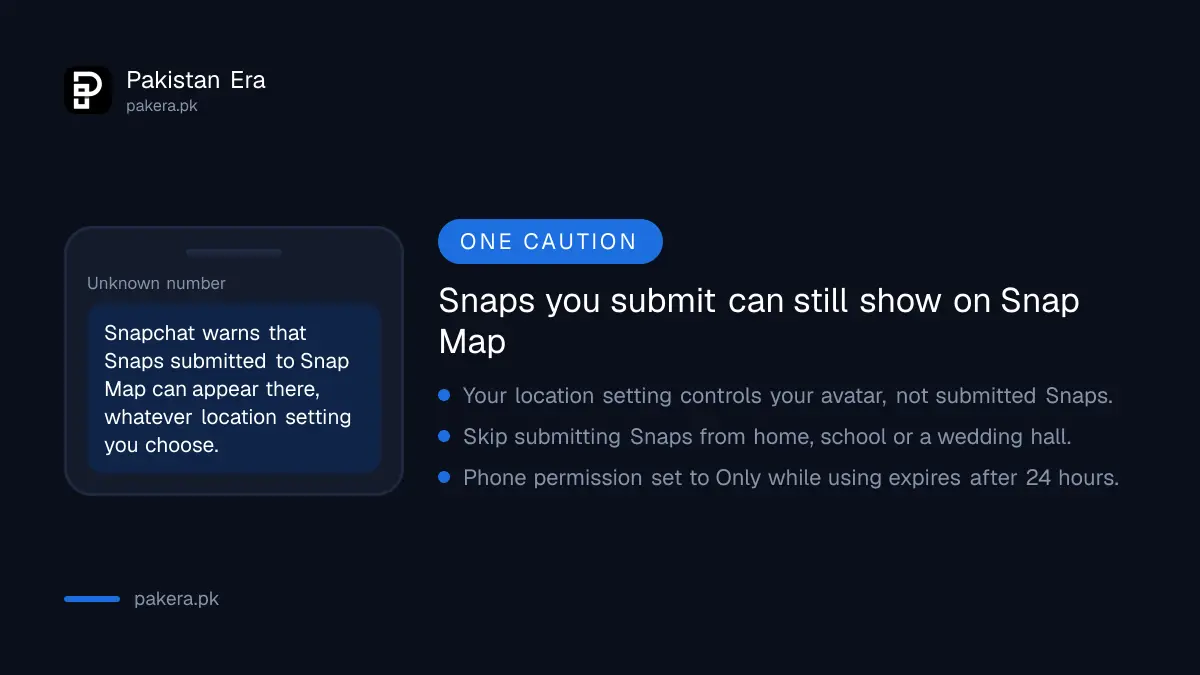 Warning that Snaps submitted to Snap Map can still appear whatever location setting you choose