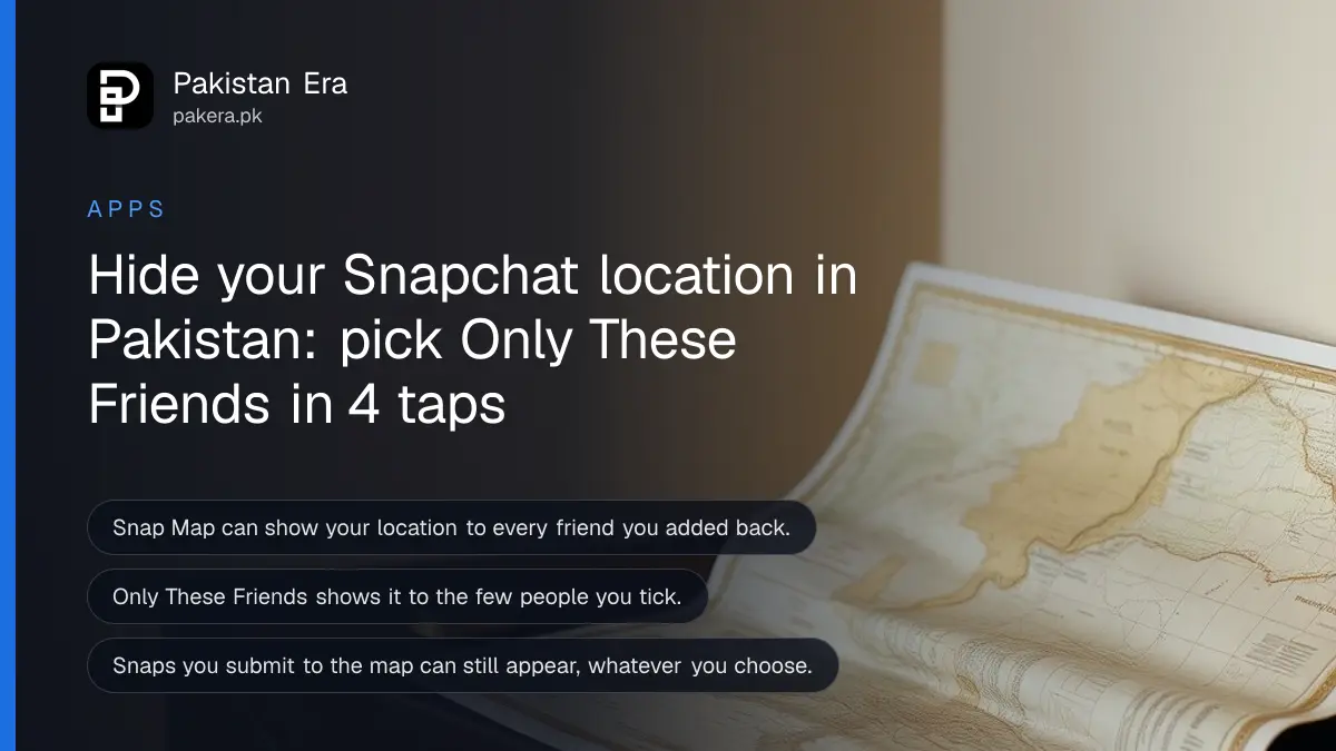 A folded paper map and a small brass compass on a dark wooden table, for a Snapchat location privacy guide in Pakistan