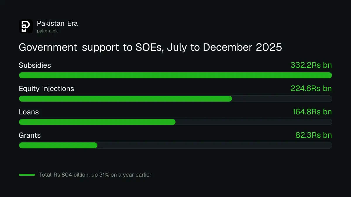 Government support to Pakistan's SOEs in July to December 2025 by type: subsidies, equity injections, loans and grants
