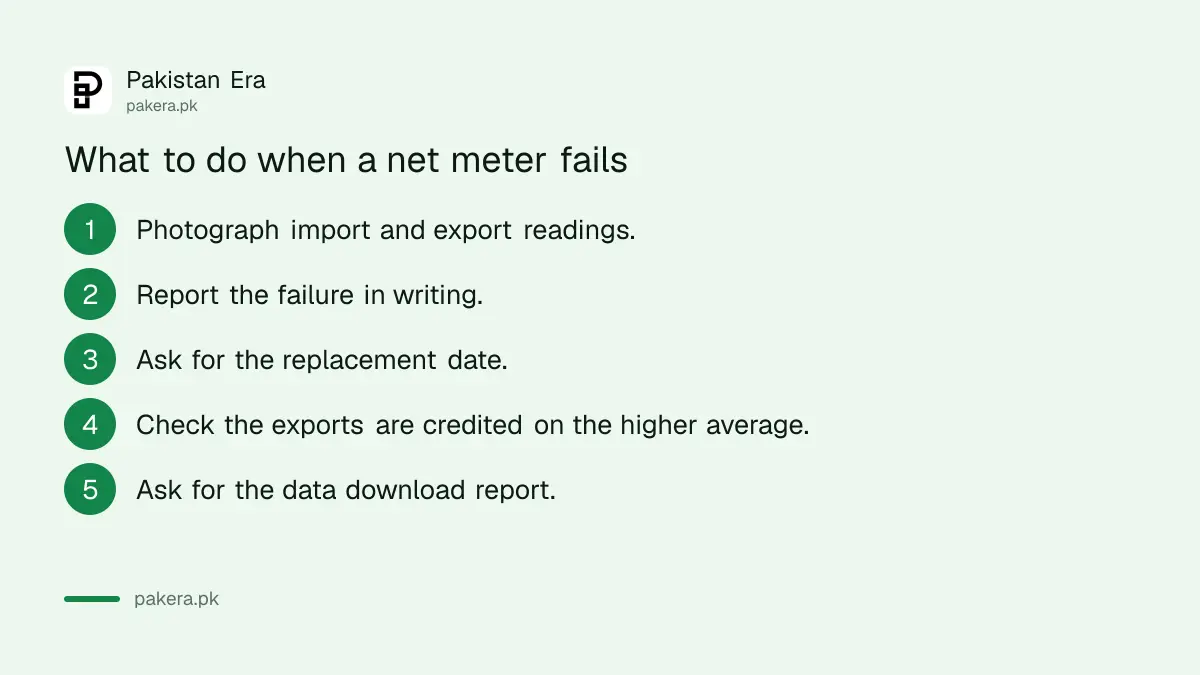 Steps to follow when a solar net metering meter fails