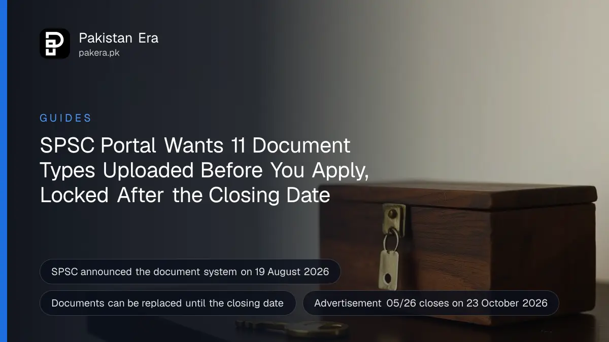 A small wooden box and a brass key on a dark wooden table, for a guide to SPSC candidate portal documents