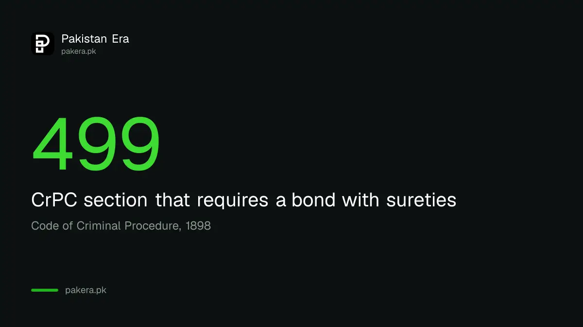 The number 499, the Code of Criminal Procedure section that requires a bail bond with sureties in Pakistan
