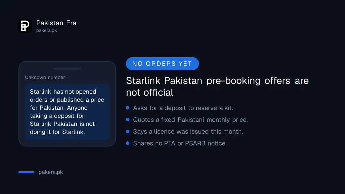 Warning about Starlink Pakistan pre-booking and deposit scams