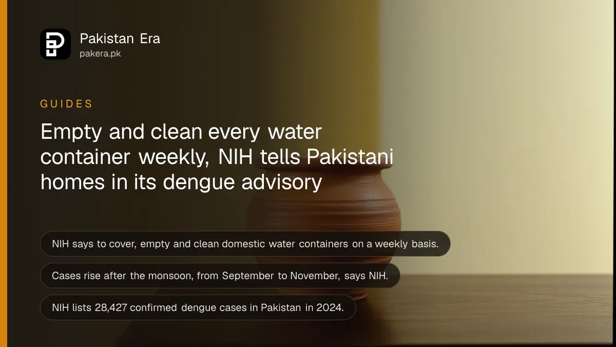A terracotta pot on a dark wooden table, for a guide to stopping dengue mosquito breeding at home in Pakistan
