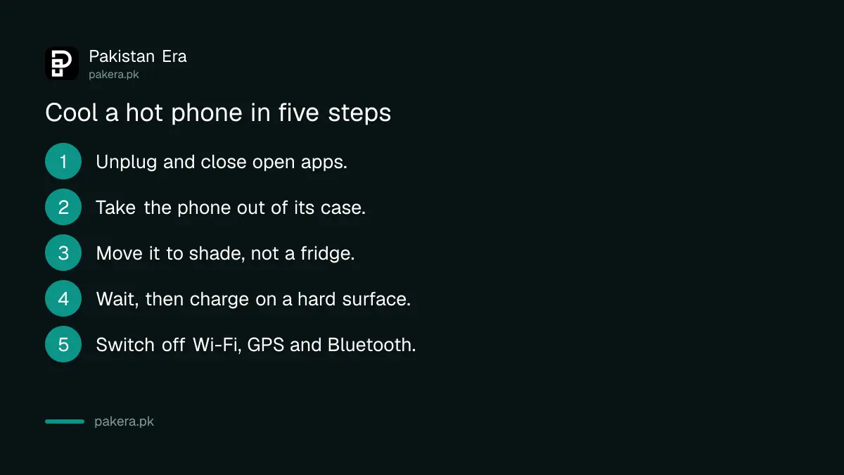 Five steps to cool a phone that is too hot while charging