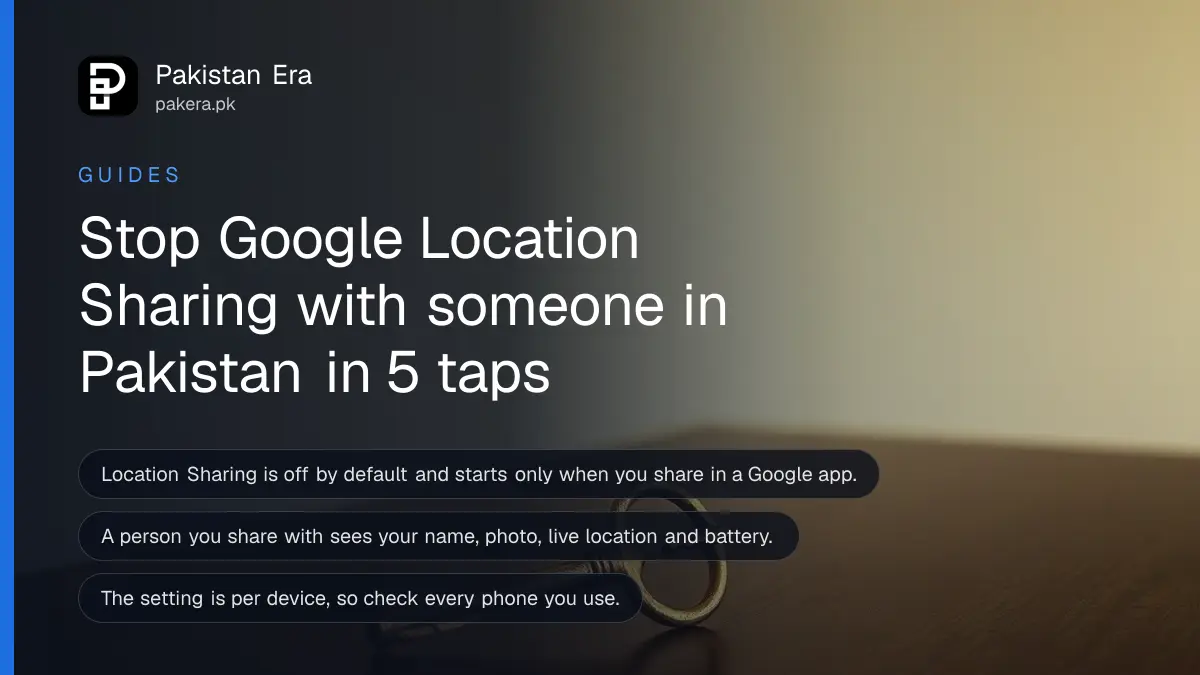 An old brass key on a dark wooden table, for a guide on stopping Google location sharing in Pakistan