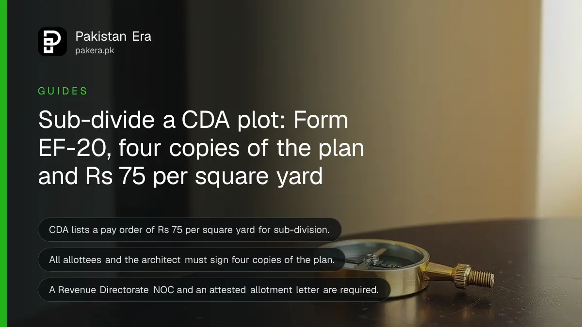A brass drawing compass on a dark wooden table, for a guide on sub-dividing a CDA plot in Islamabad