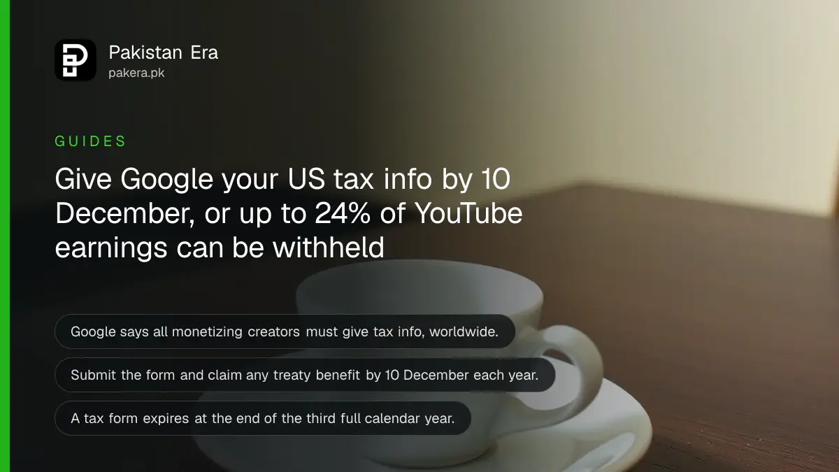 Still life of a white ceramic cup and saucer, for a Pakistan guide on youtube us tax info pakistan