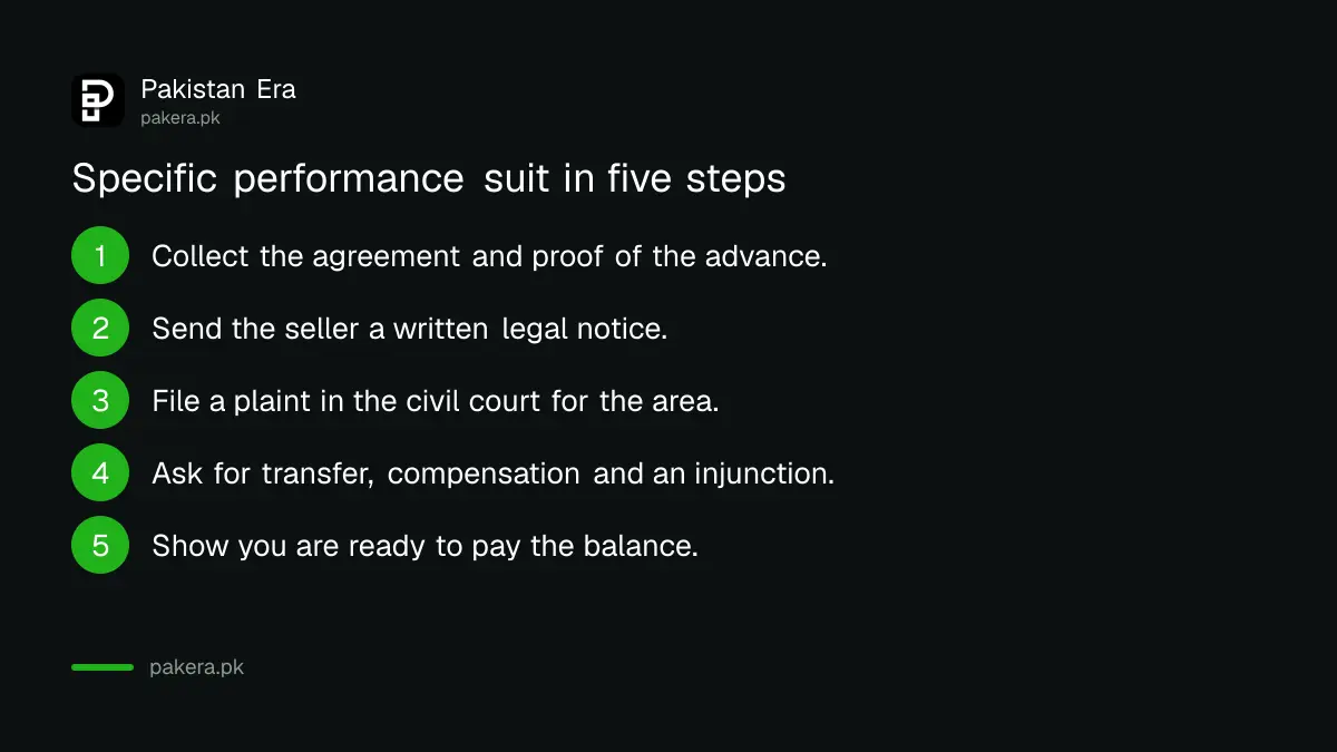 Five steps to file a specific performance suit for a property in Pakistan