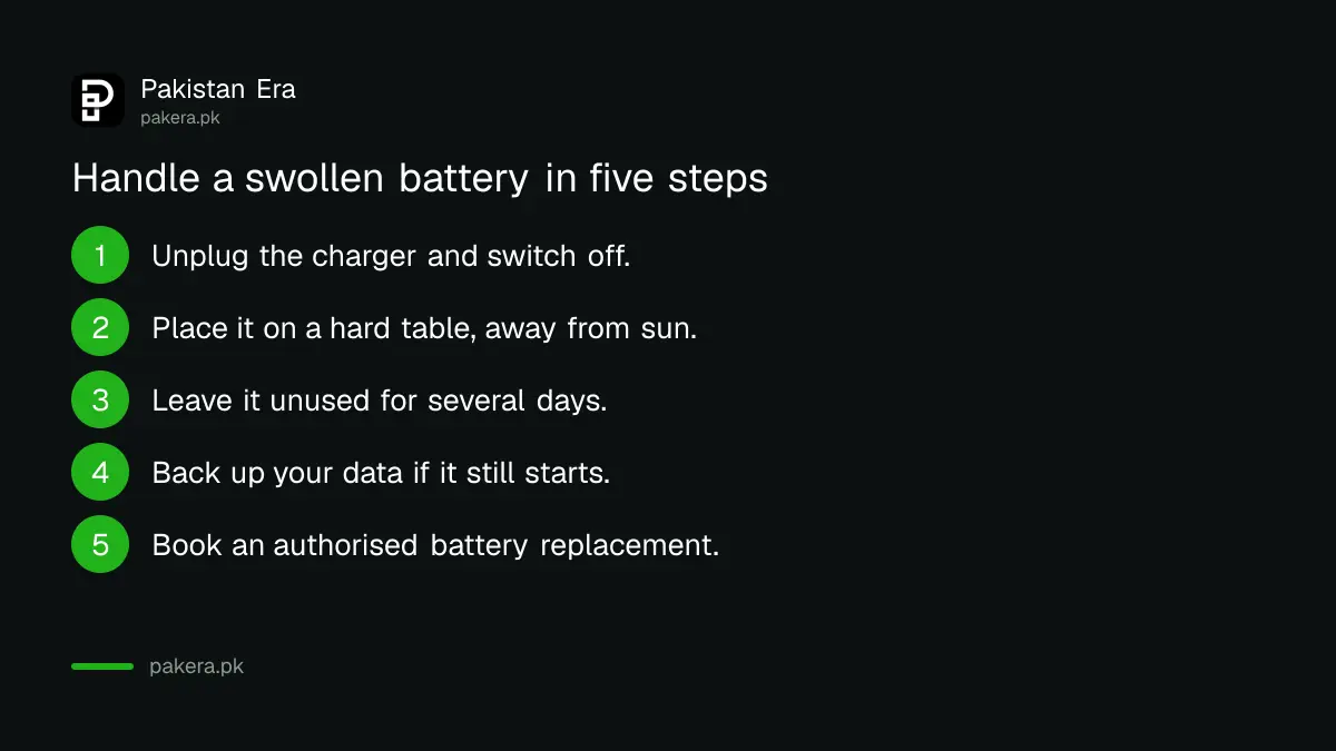 Five steps to handle a swollen phone battery safely