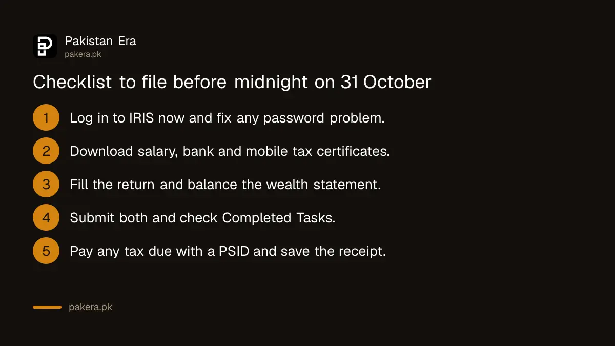 Checklist to file a tax return on IRIS before midnight on 31 October 2026