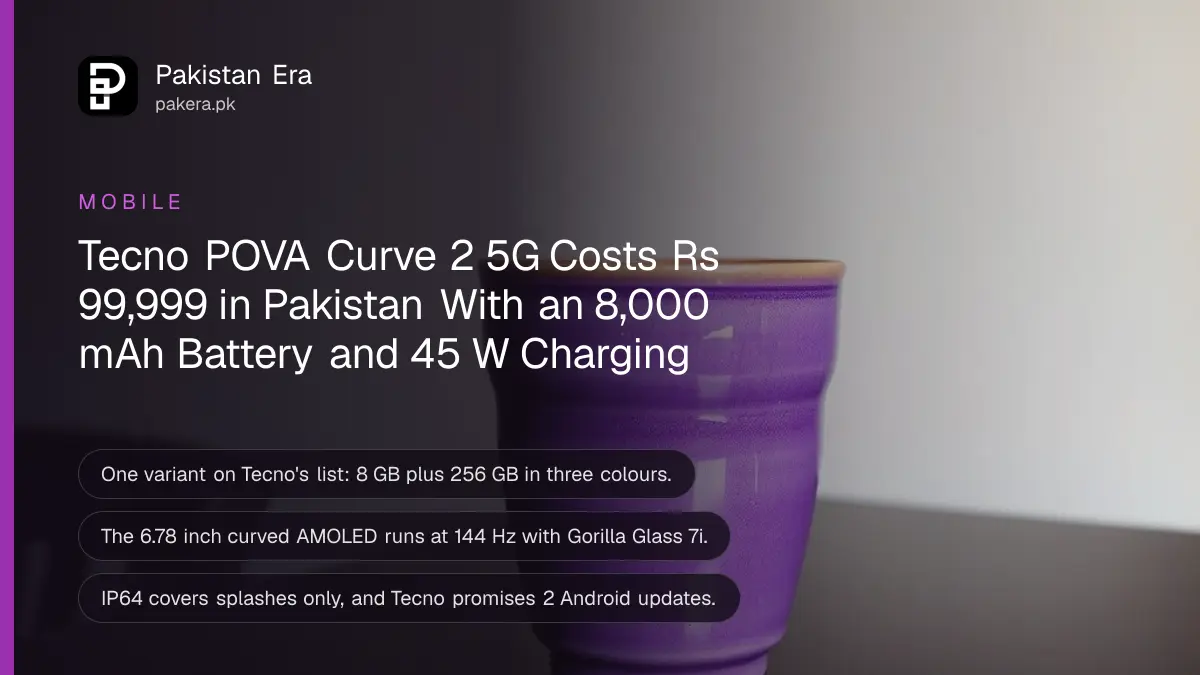 A purple glazed clay cup on a dark wooden table against a plain cream wall in soft daylight