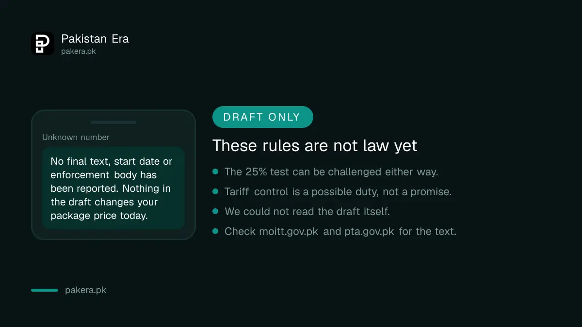 Draft telecom competition rules in Pakistan are not law until notified