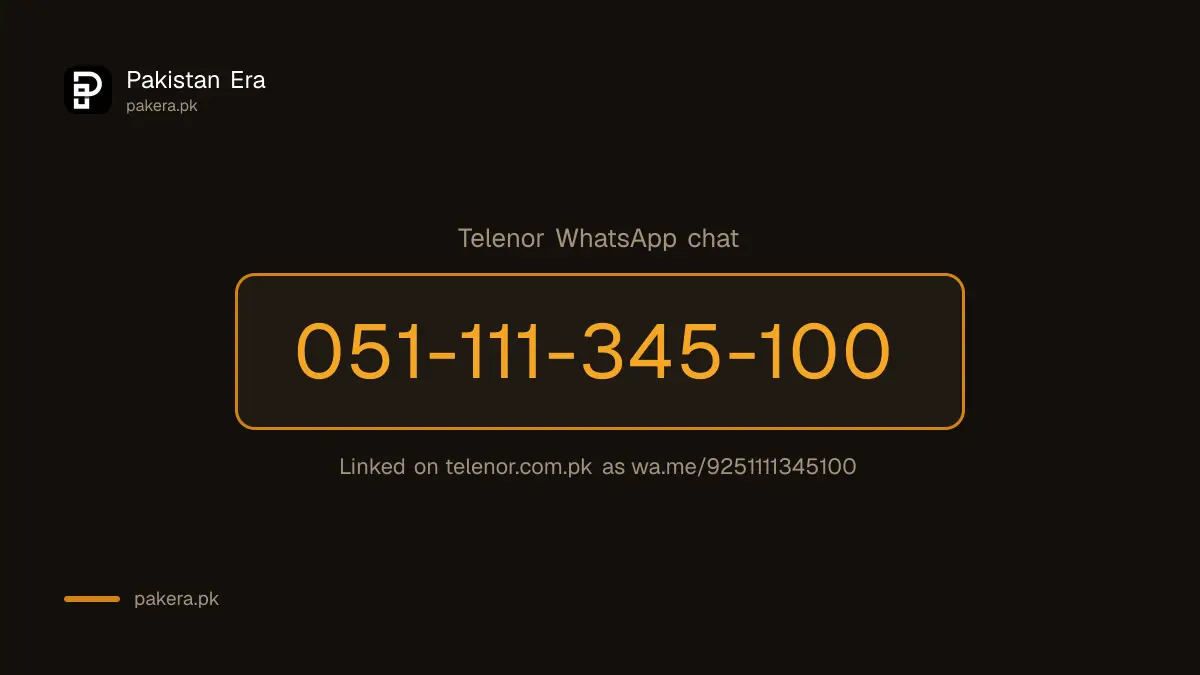 Telenor WhatsApp number 051-111-345-100 as linked on telenor.com.pk
