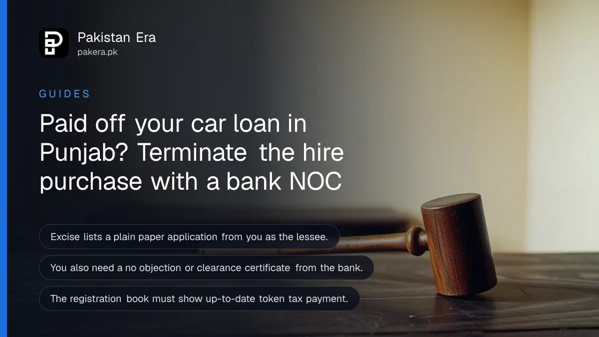 A gavel on a dark wooden table, for a guide to ending a hire purchase agreement on a car in Punjab