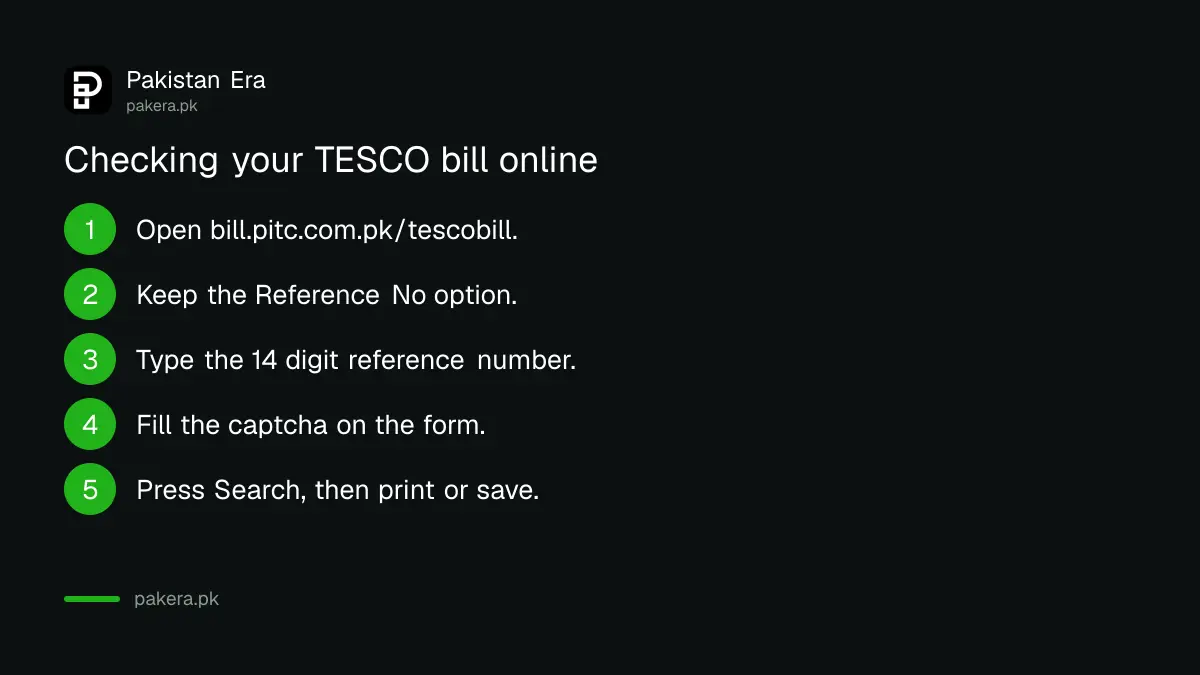 Five steps to check a TESCO electricity bill online on the PITC bill portal