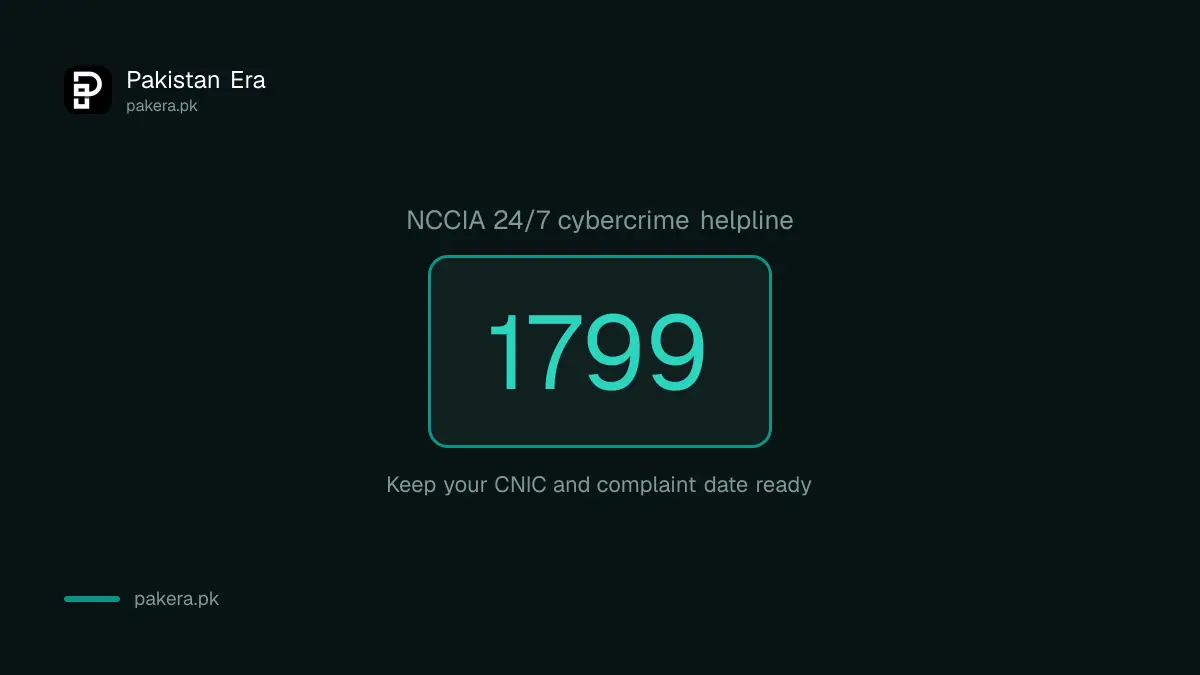 NCCIA 24/7 cybercrime helpline 1799 in Pakistan