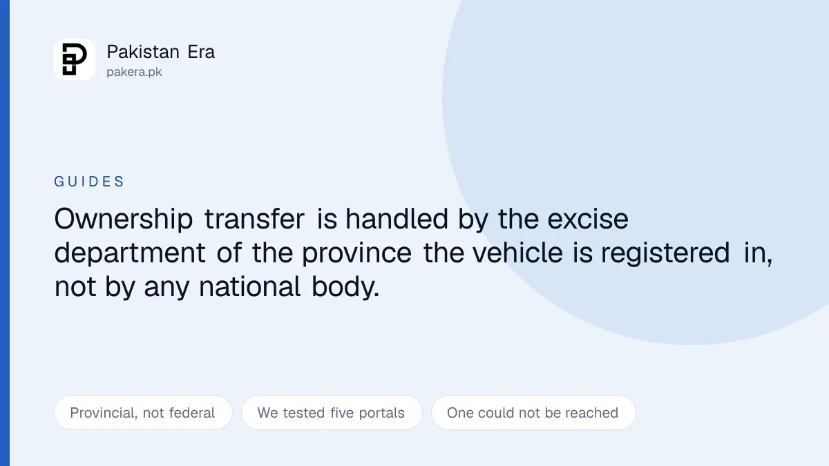 Transferring vehicle ownership in Pakistan through provincial excise departments