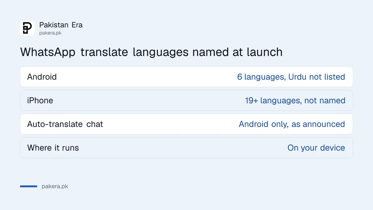 WhatsApp translate languages named at launch for Android